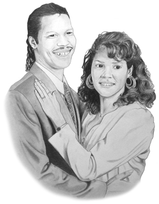 Married couple's portrait in pencil
