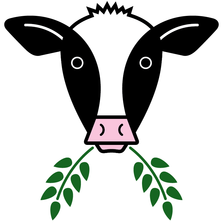 Clean vector illustration of a cow eating a stalk.