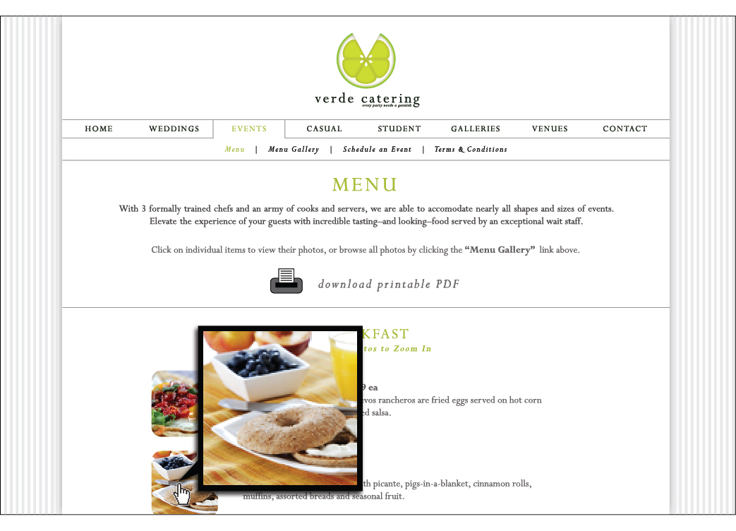 Verde Catering website