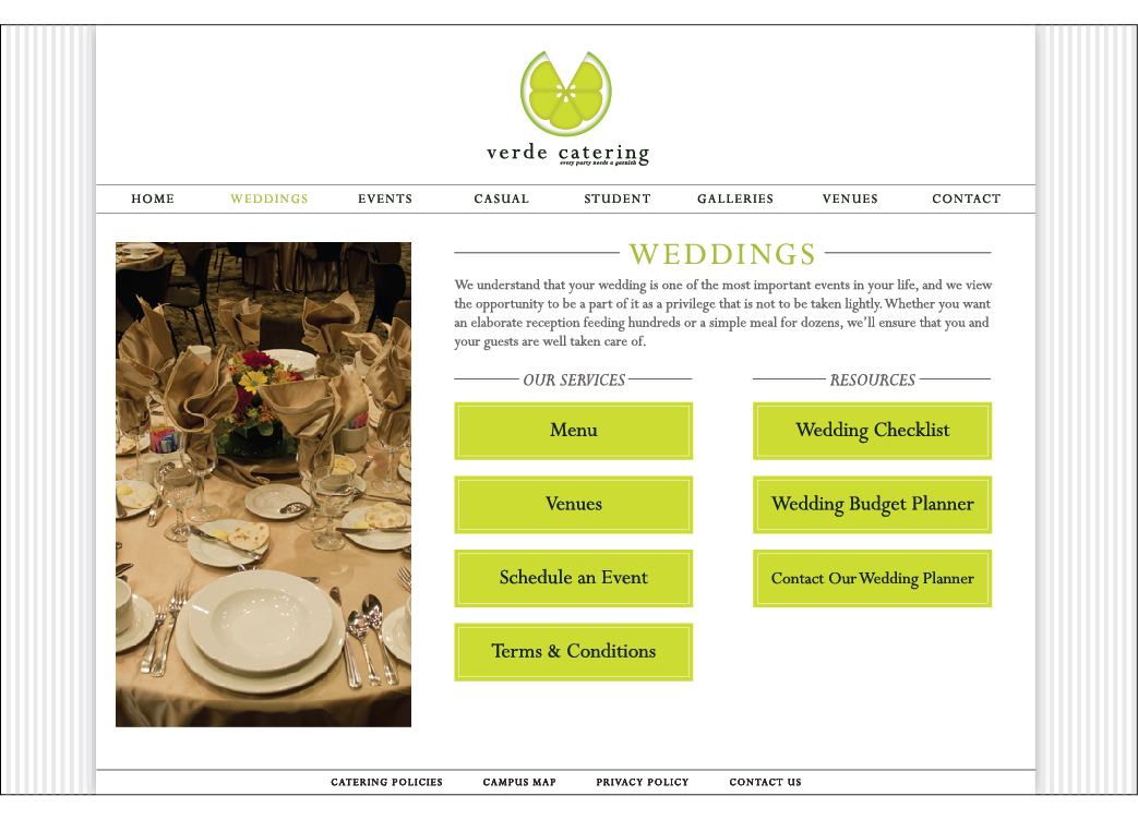 Verde Catering website